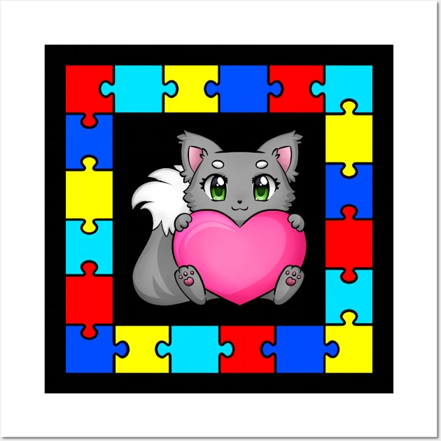 Autism Day cat Wall Art by teespra